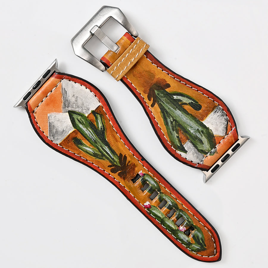 American Darling I watch strap Hand Painted American Genuine Leather Vegetable-Tanned Western Band