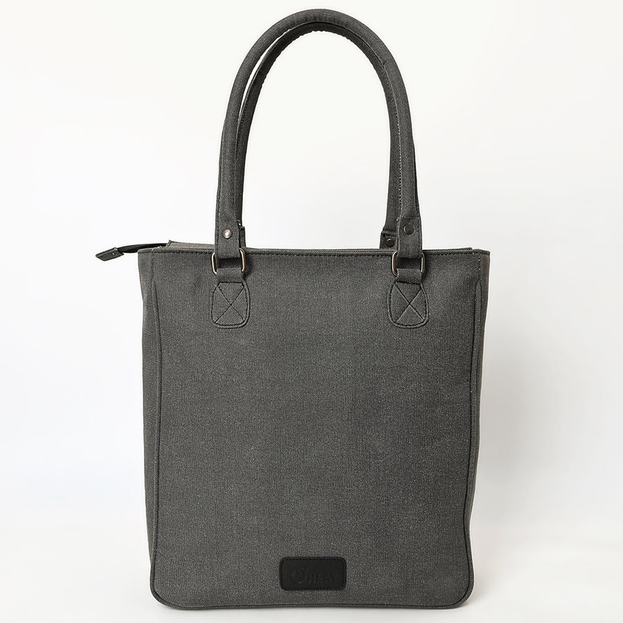 OHLAY Tote Upcycled Canvas Hair On Genuine Leather Women Bag Western Handbag Purse