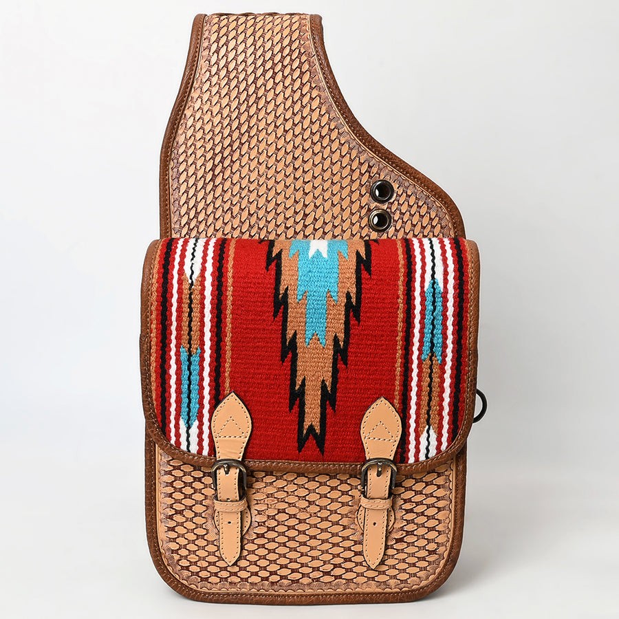 HILASON Soft Leather Horse Saddle Bag Brown & Red | Equestrian Western Adjustable Closure