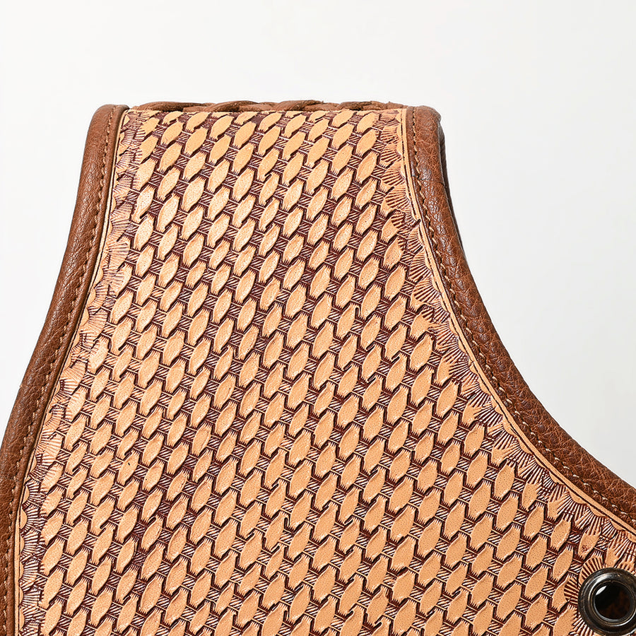 HILASON Soft Leather Horse Saddle Bag Brown & Red | Equestrian Western Adjustable Closure
