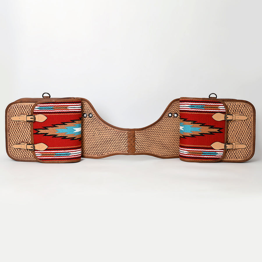 HILASON Soft Leather Horse Saddle Bag Brown & Red | Equestrian Western Adjustable Closure