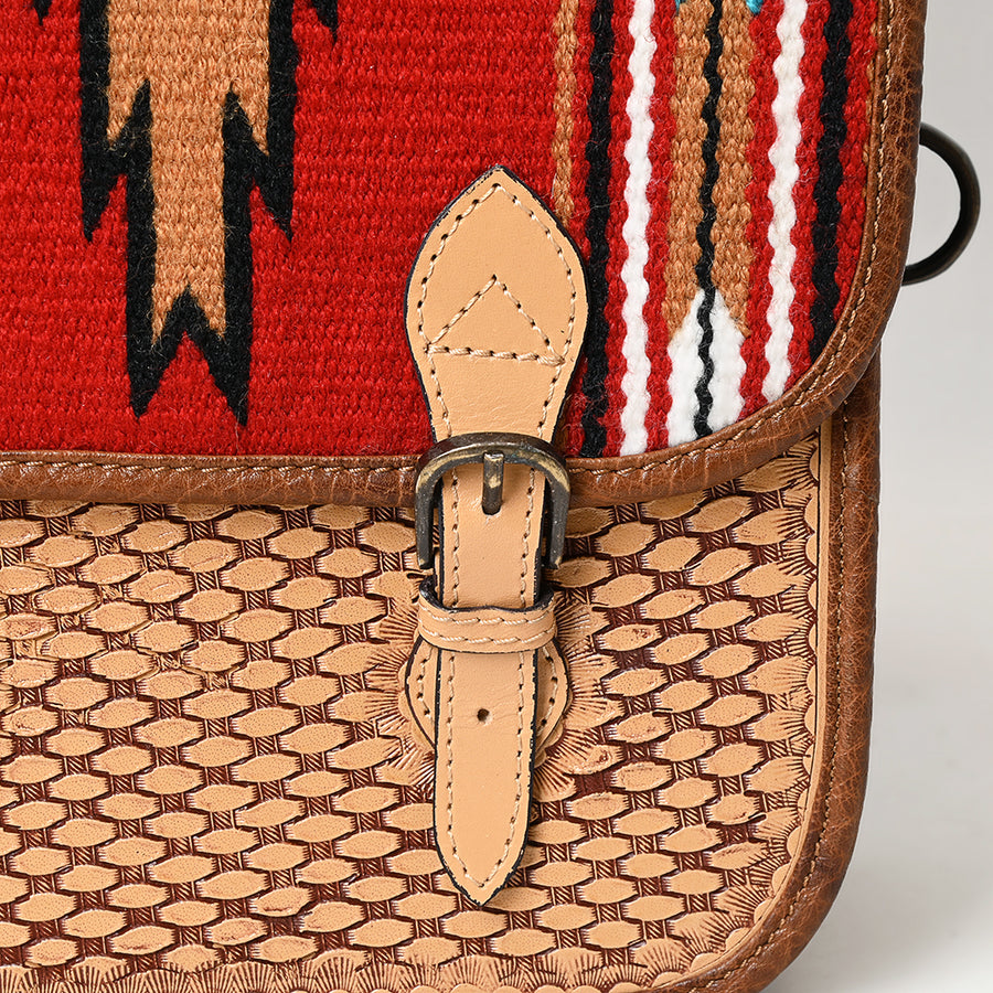 HILASON Soft Leather Horse Saddle Bag Brown & Red | Equestrian Western Adjustable Closure