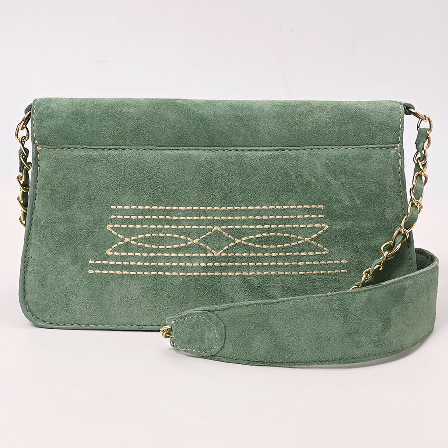 American Darling Boot Stitched Genuine Suede Leather Small Cross body Bag, Genuine Leather Western Purse with YKK Zipper