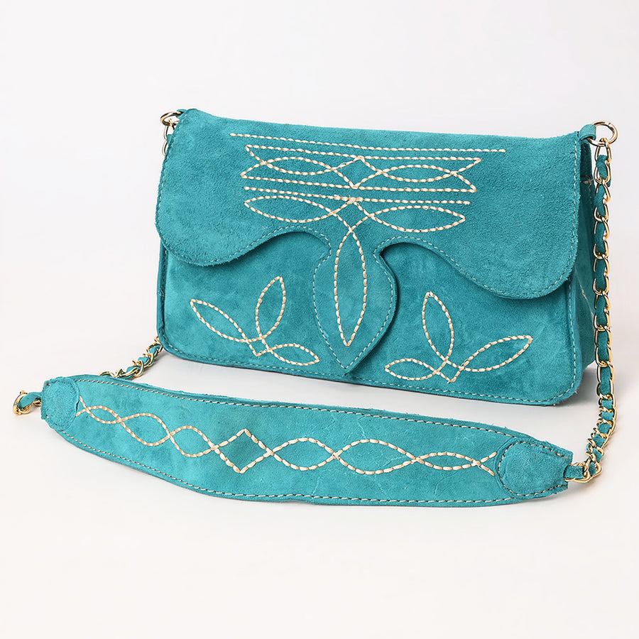American Darling Boot Stitched Genuine Suede Leather Small Cross body Bag - Uhorse