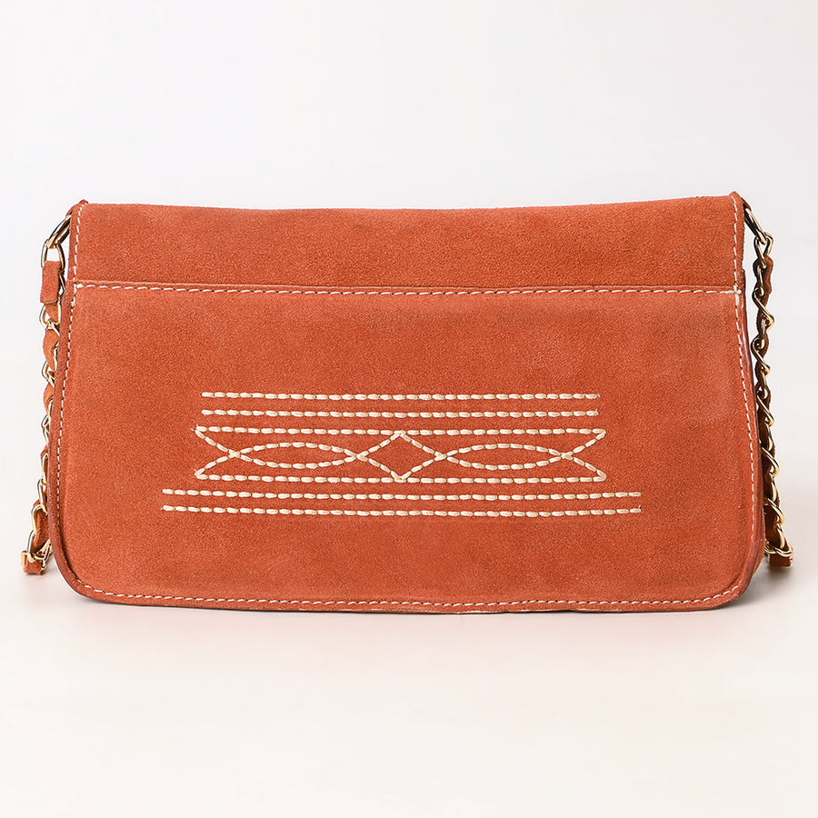 American Darling Boot Stitched Genuine Suede Leather Small Cross body Bag, Genuine Leather Western Purse with YKK Zipper