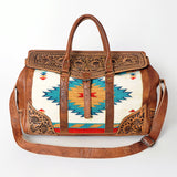 American Darling Duffel Saddle Blanket Hand Tooled Genuine Leather Western Women Bag | Handbag Duffle Weekend Travel Bags for
