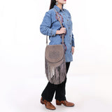 American Darling Crossbody Genuine Suede Leather Women's Bag Western Handbag Purse | Hand tooled