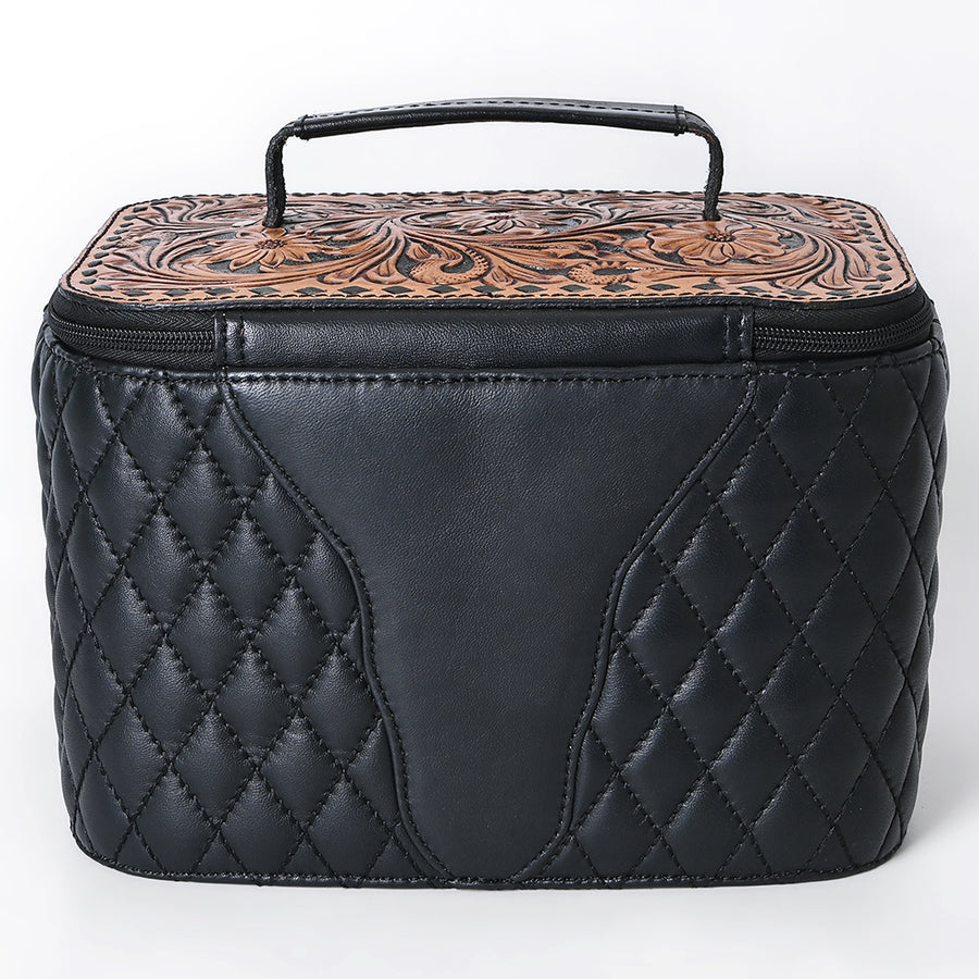 American Darling Women's Quilted Hand Tooled Floral Carved Genuine Leather Jewelry Case Eco-Friendly Full Grain Western Box