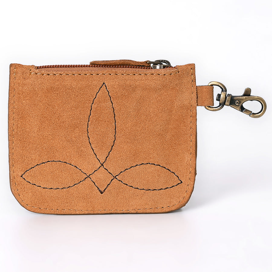 American Darling Women's Hand Tooled Floral Carved Genuine Leather Coin Purse Eco-Friendly Full Grain Western Wallet