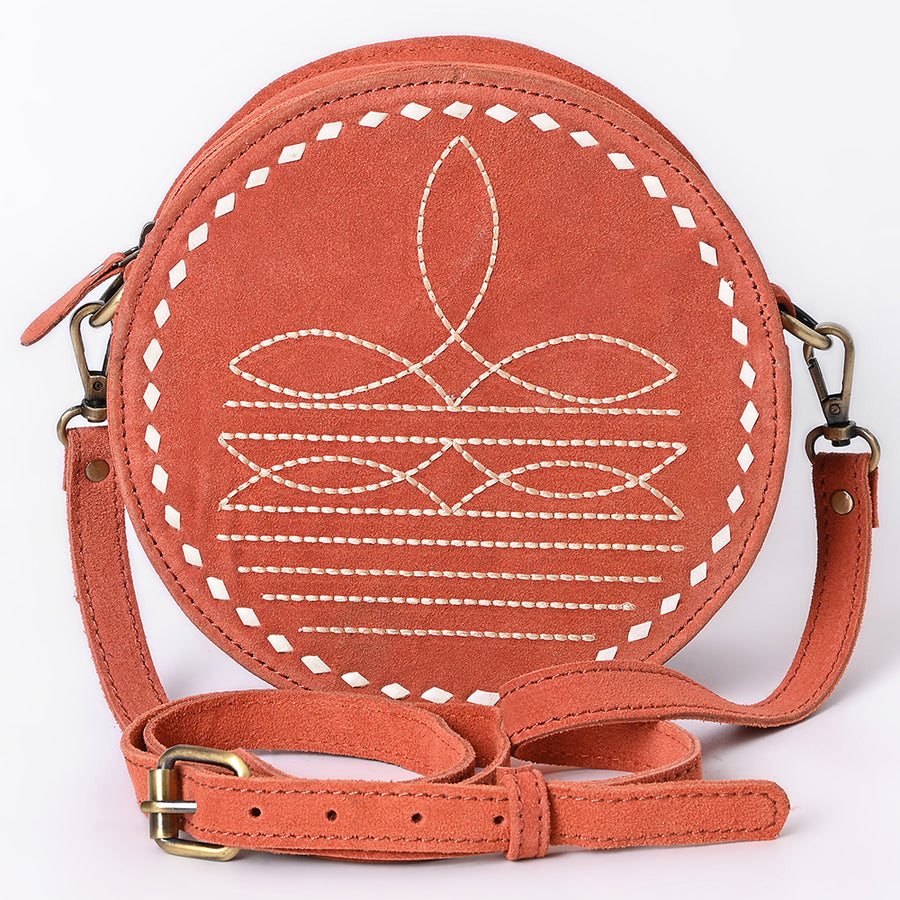 American Darling Boot Stitched Vegetable-Tanned Full Grain Genuine Suede Leather Canteen Bag with YKK Zipper