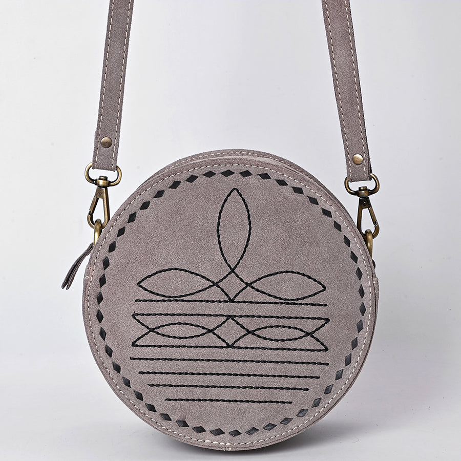 American Darling Boot Stitched Vegetable-Tanned Full Grain Genuine Suede Leather Canteen Bag with YKK Zipper