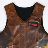Hilason Bull Riding Rodeo Floral Hand Carved Genuine Leather Vest Black Safety Protective Gear Equipment