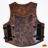 Hilason Bull Riding Rodeo Floral Hand Carved Genuine Leather Vest Black Safety Protective Gear Equipment