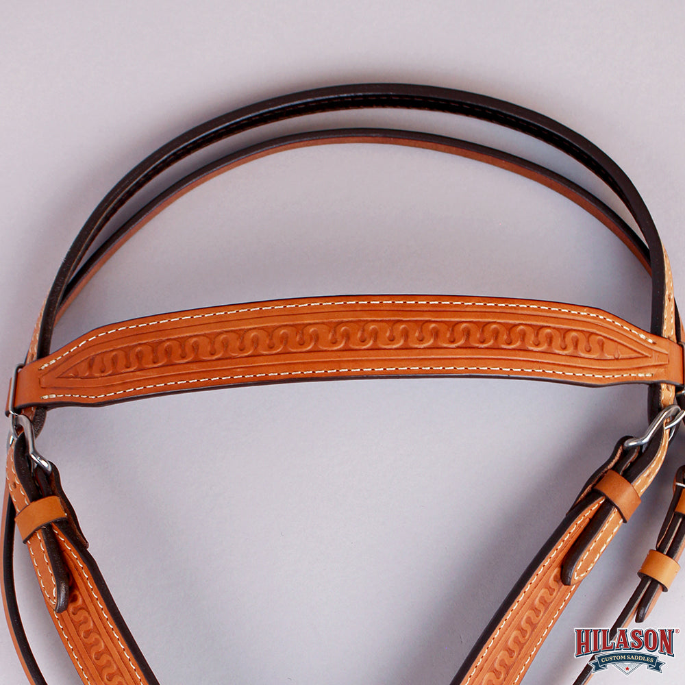 HILASON Western Horse Headstall Genuine American Leather tooled tan