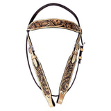 HILASON Western Horse Headstall Genuine American Leather Floral Tan