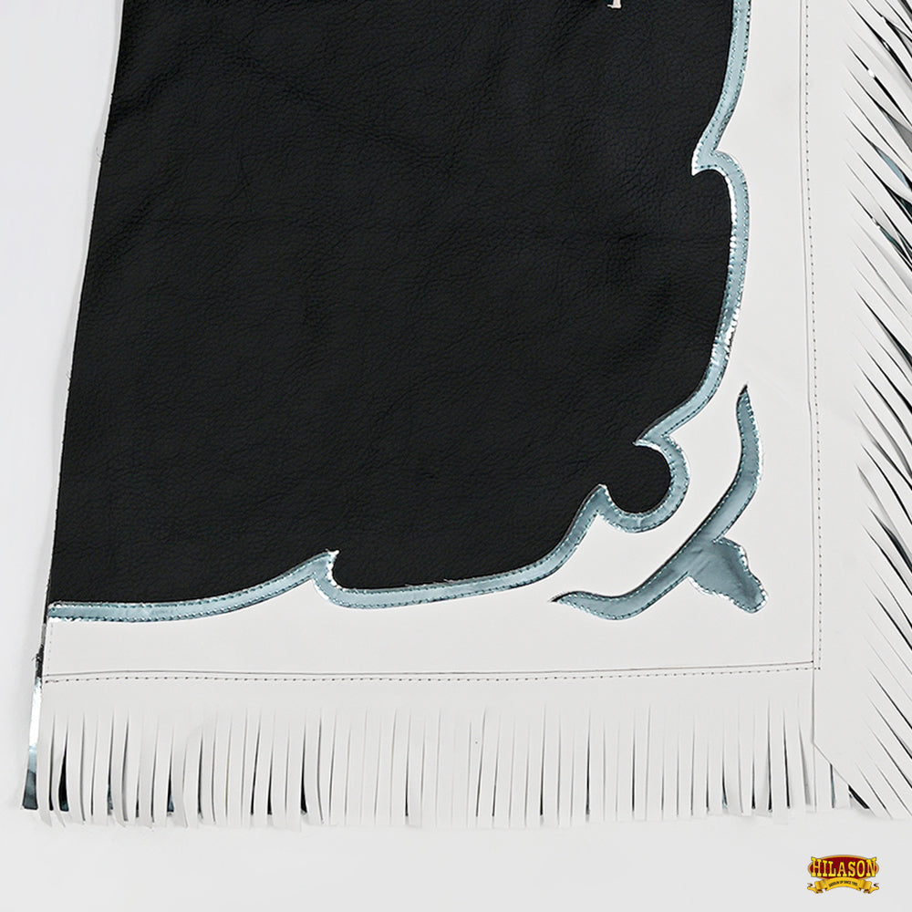 Hilason Bull Riding Pro Rodeo Chaps Black Genuine Leather