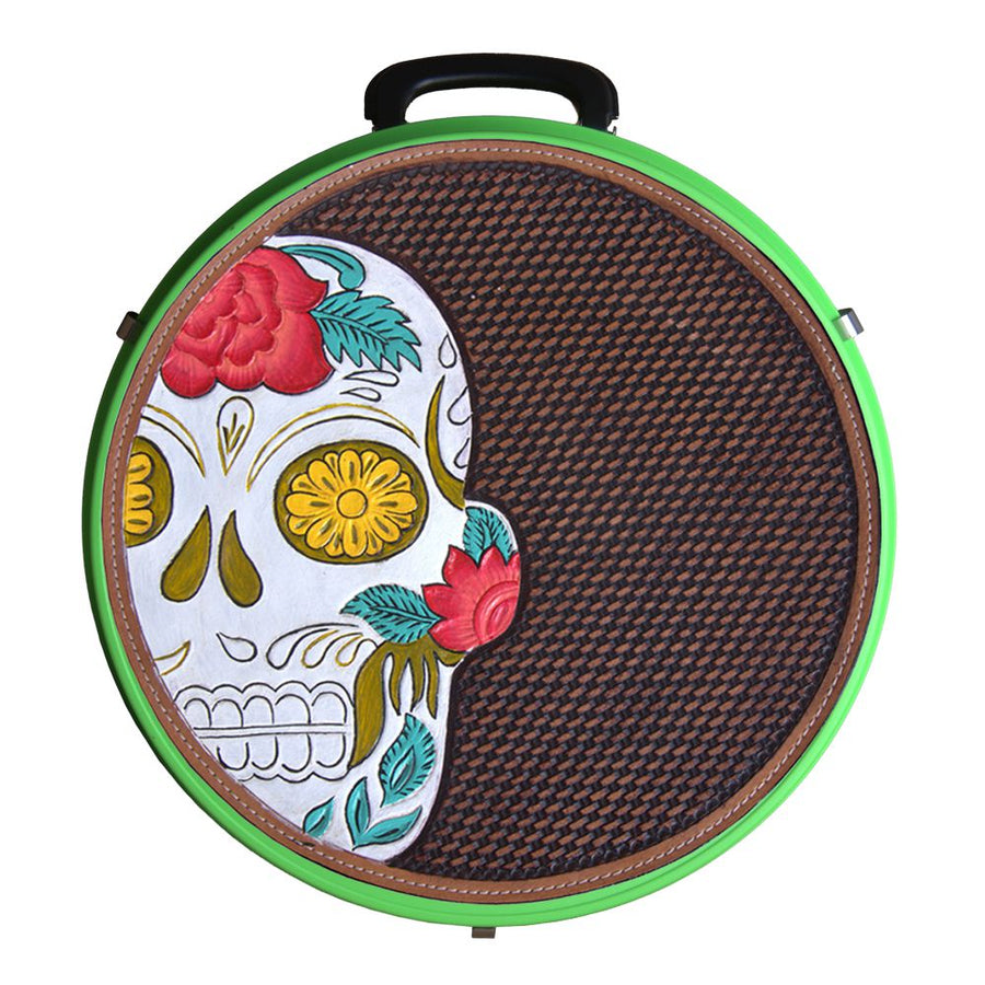 Green round saddle pad with sugar skull design - Uhorse