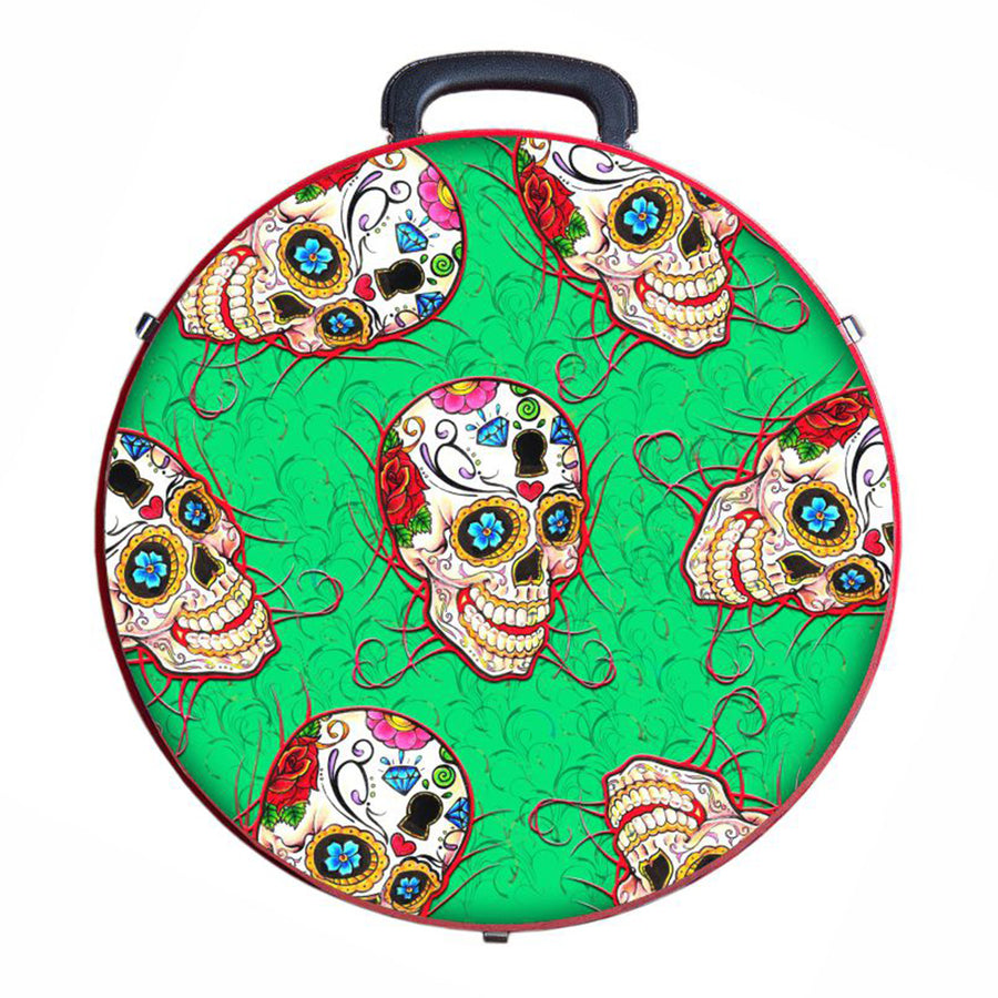 Round carrying case with sugar skull pattern - Uhorse