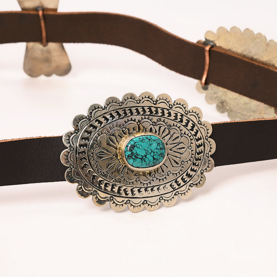 American Darling Wallet Hand Tooled Genuine Suede Leather Women Belt Dark Brown with Concho 51 Inches | Bag