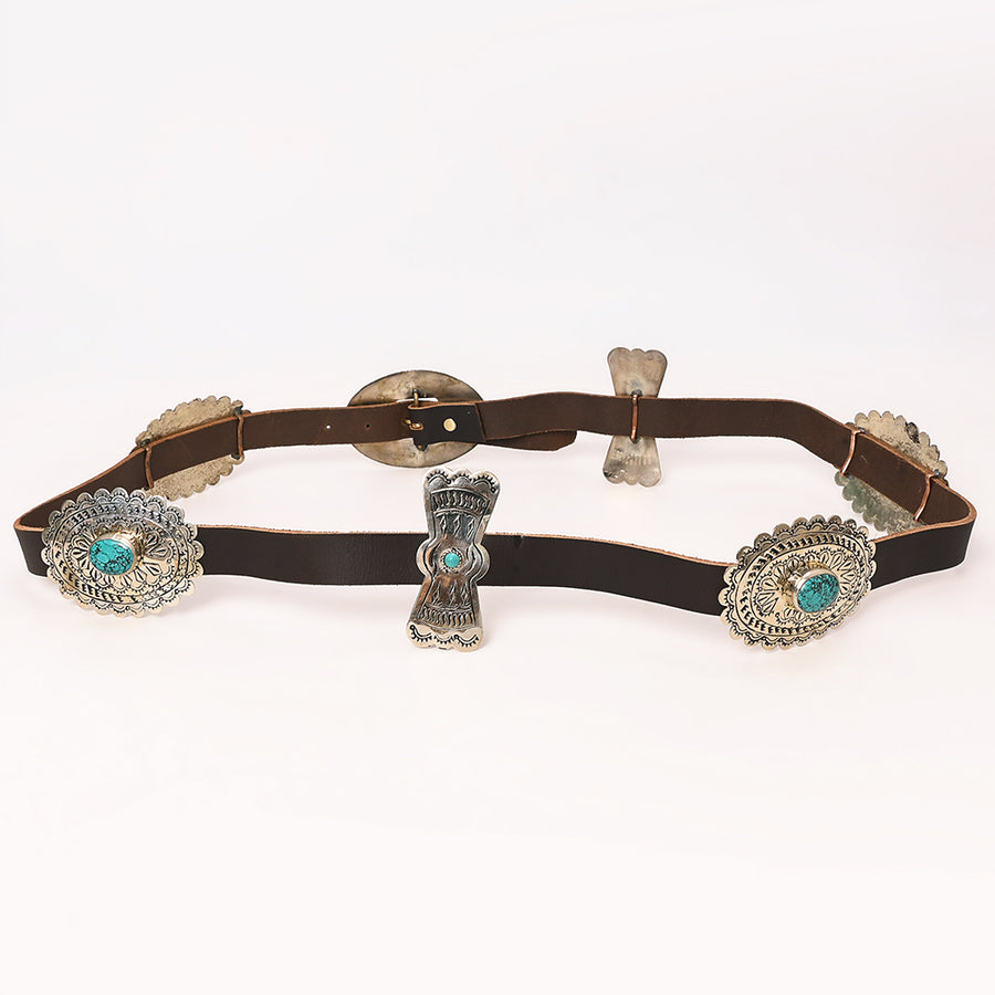 American Darling Wallet Hand Tooled Genuine Suede Leather Women Belt Dark Brown with Concho 51 Inches | Bag