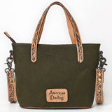 American Darling Crossbody Hand Tooled Oil Rustic Cotton Fabric Genuine Leather Women Bag Western Handbag Purse