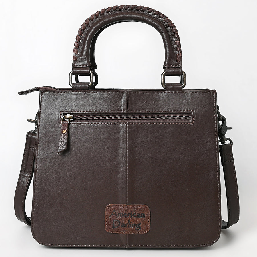 American Darling Western Tote Bag Handcrafted from Quilted Genuine Leather | Braided Handles, Tooled Floral Base & YKK Zipper