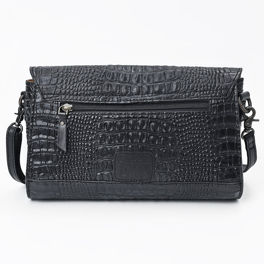 American Darling Small Western Cross Body Bag Handcrafted from Crocodile Embossed Genuine Leather | Envelope Flap Closure & YKK Zipper