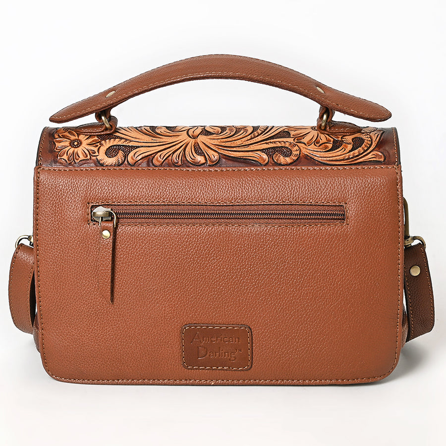 American Darling Women's Quilted Hand Tooled Floral Carved Genuine Leather Small Cross body Bag Eco-Friendly Western Purse