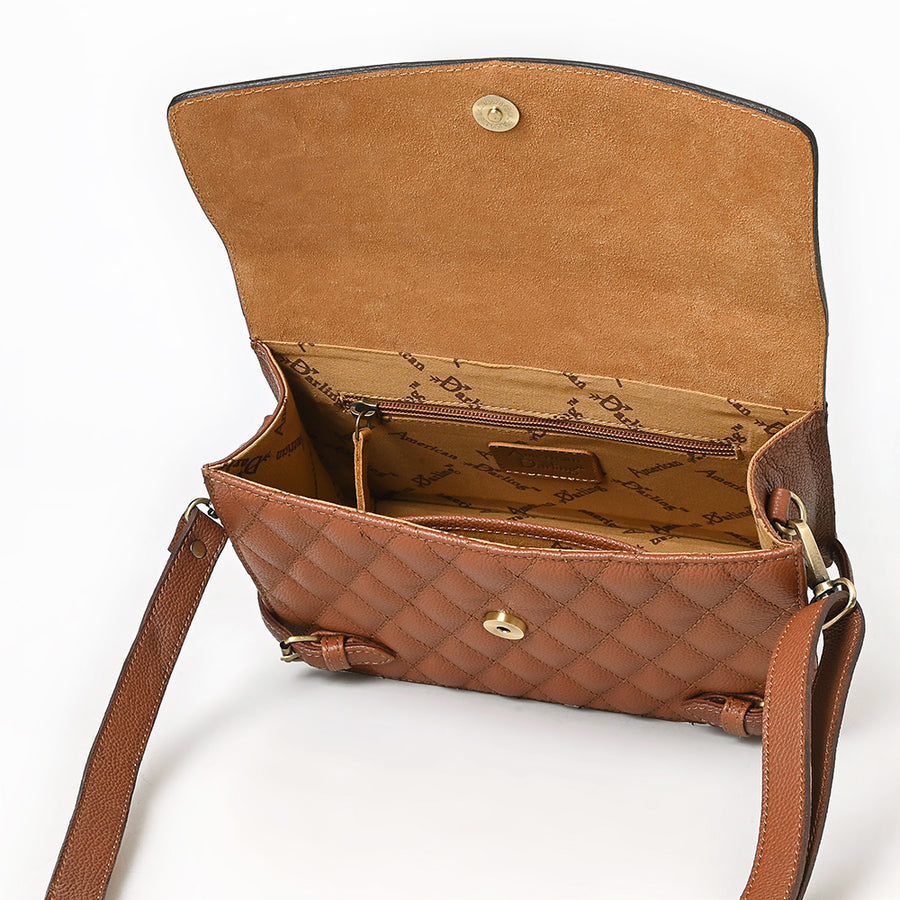 American Darling Women's Quilted Hand Tooled Floral Carved Genuine Leather Small Cross body Bag Eco-Friendly Western Purse