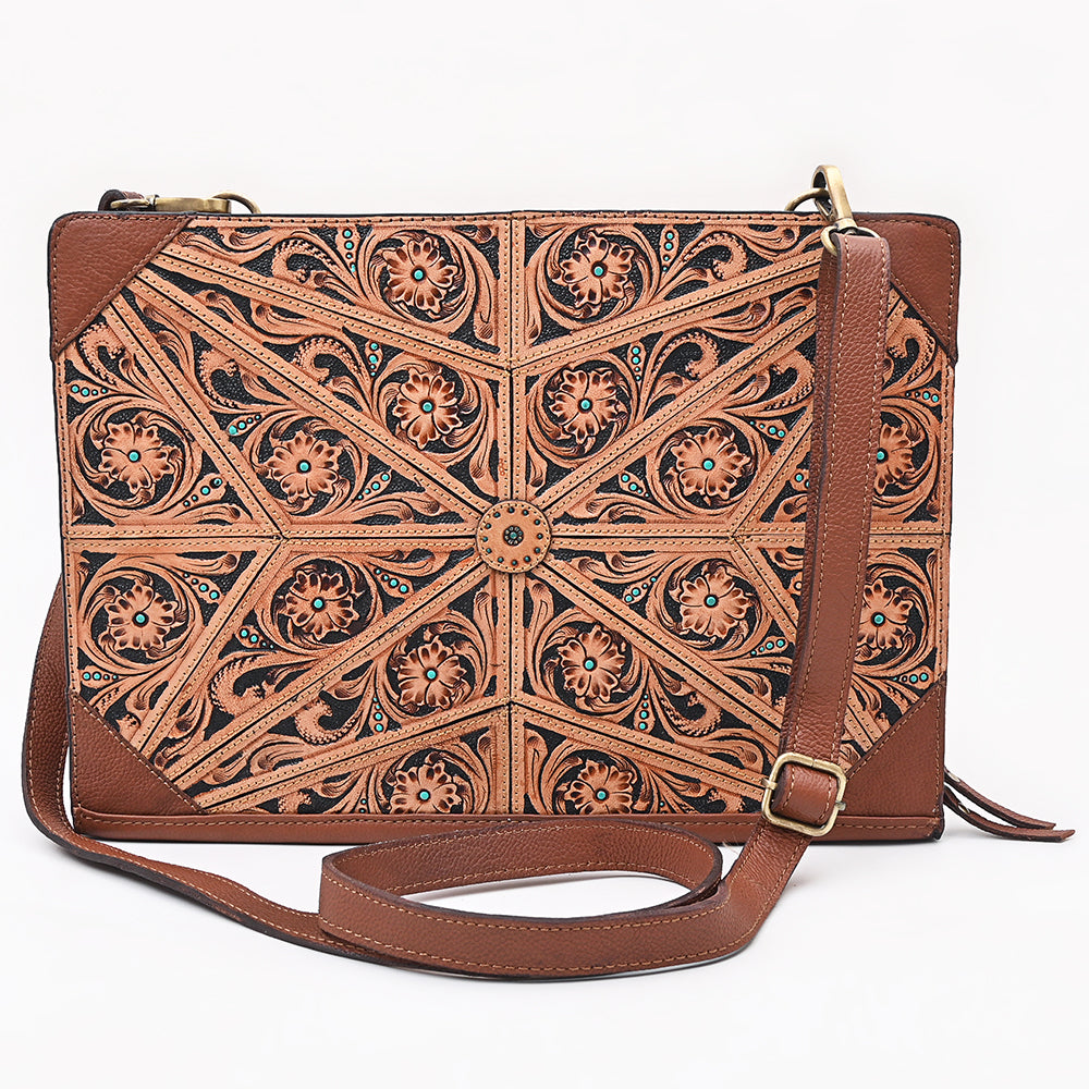 American Darling Portfolio Bag Beautifully Hand Tooled Leather women