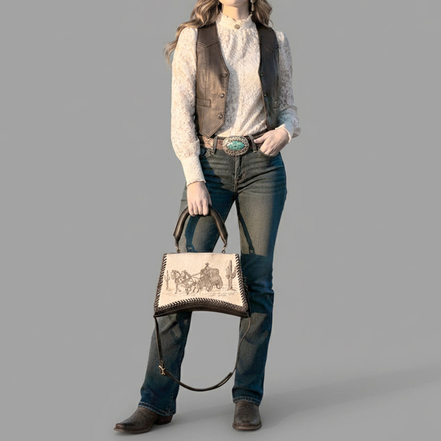 American Darling Crossbody Hair-On Genuine Leather Women Bag Western Handbag Purse
