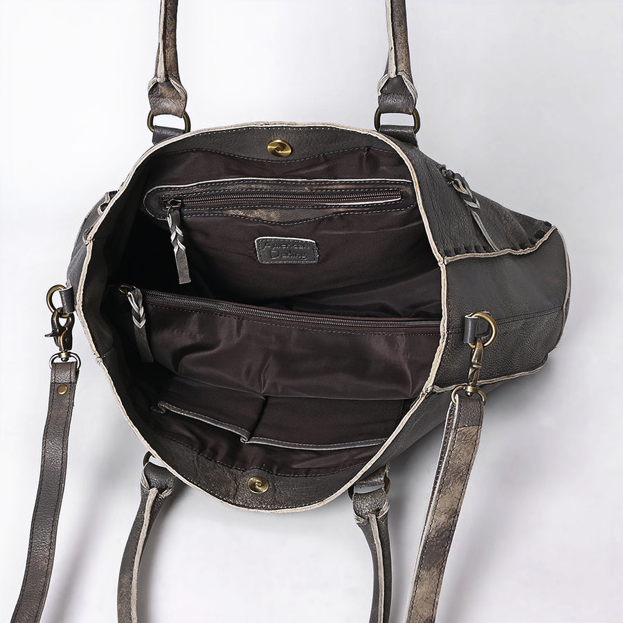 American Darling Tote Bag - Genuine Vegetable-Tanned Leather Western Purse with Buck Stitching & YKK Zipper
