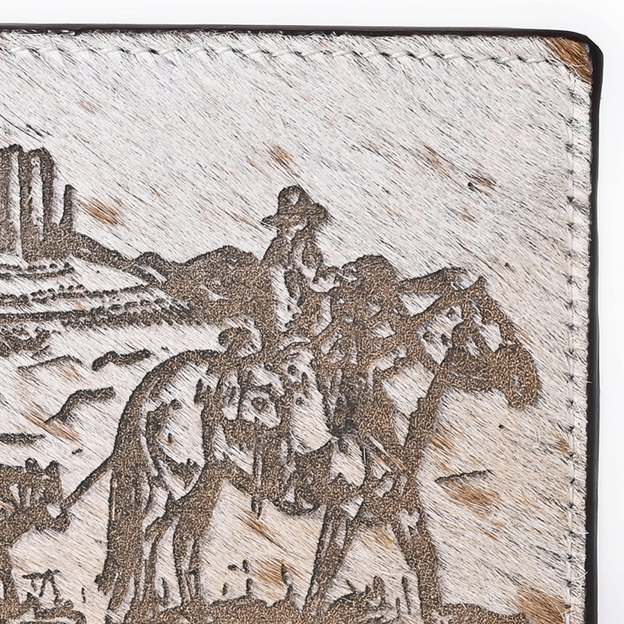 American Darling Wallet Western Hair-On Cowhide Genuine Leather Handcrafted Pocket Bifold Wallet with ID Window
