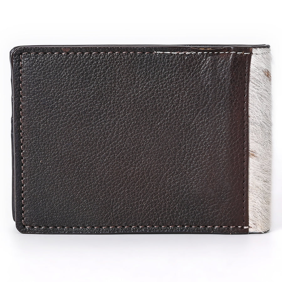 American Darling Wallet Western Hair-On Cowhide Genuine Leather Handcrafted Pocket Bifold Wallet with ID Window