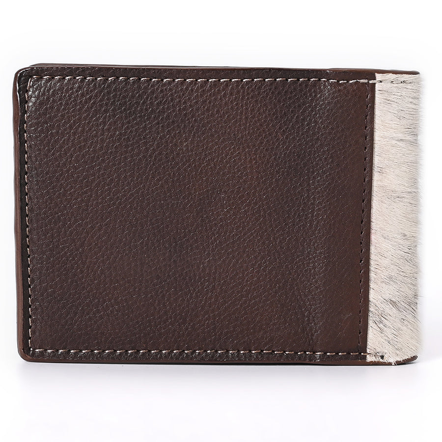 American Darling Wallet Western Hair-On Cowhide Genuine Leather Handcrafted Pocket Bifold Wallet with ID Window