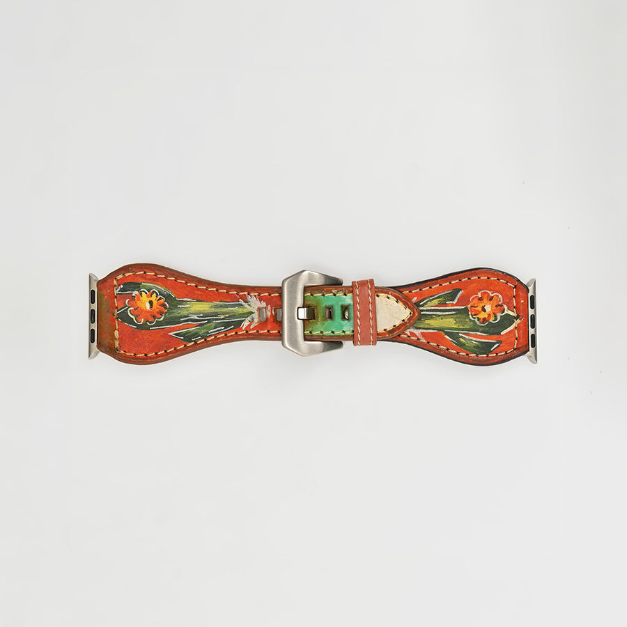 American Darling I watch strap Hand Painted American Genuine Leather Vegetable-Tanned Western Band