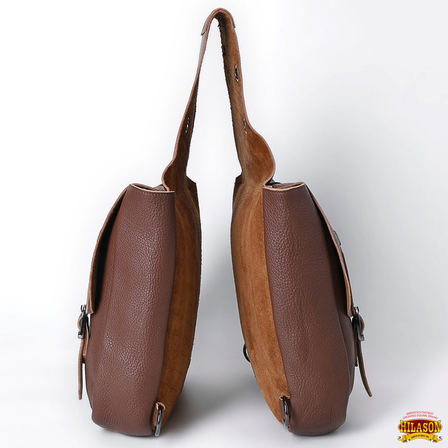 HILASON Soft Leather Horse Saddle Bag Brown | Equestrian Western Adjustable Closure