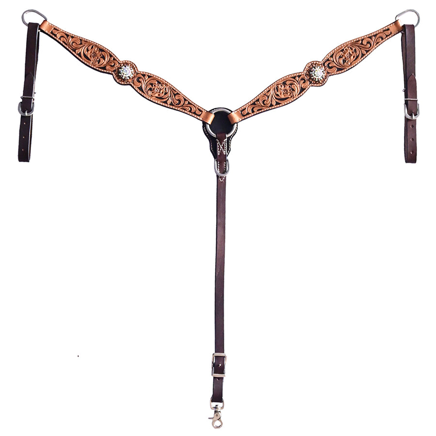 COMFYTACK W. H. Floral Hand Carved Breast Collar Genuine Leather by Hilason – Cowboy and equestrian accessories