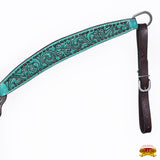 Hilason Horse Floral Hand Painted American Leather Breast Collar Headstall Turquoise
