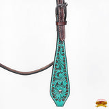 Hilason Horse Floral Hand Painted American Leather Breast Collar Headstall Turquoise