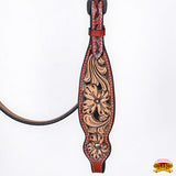 HILASON Western Horse Floral Headstall Breast Collar Set Genuine Leather Brown