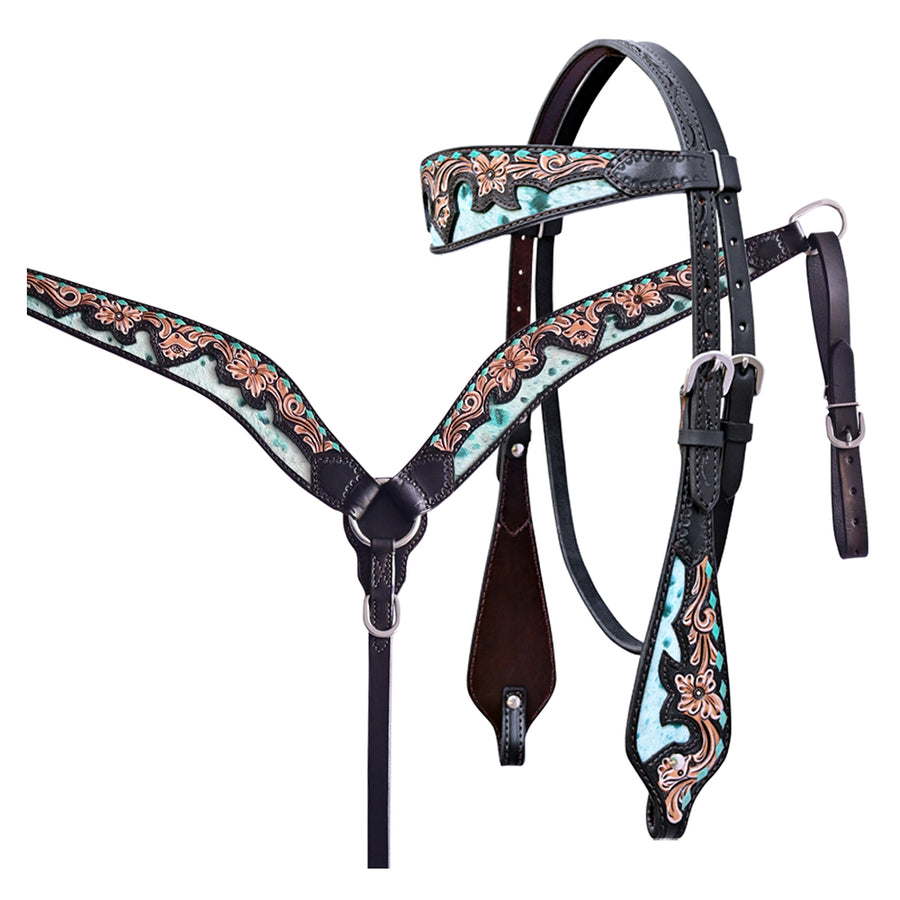 Hilason H. Floral Hand Carved American Leather Breast Collar Headstall by Hilason – Cowboy and equestrian accessories