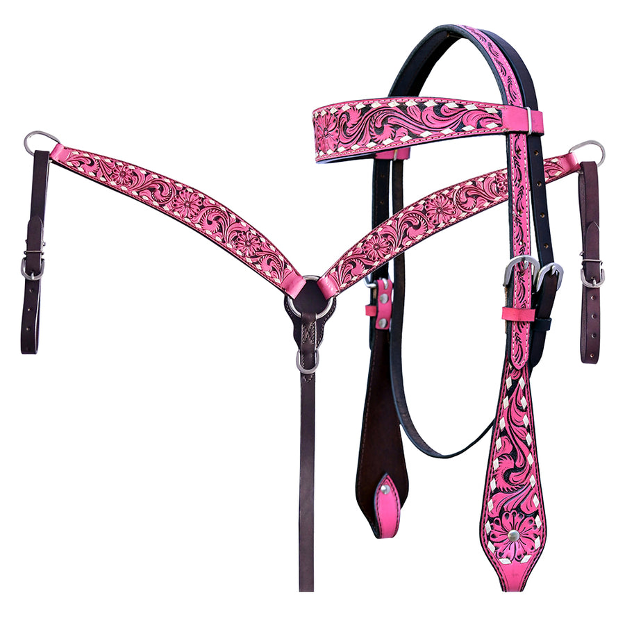 Hilason H. Floral Hand Carved American Leather Breast Collar Headstall by Hilason – Cowboy and equestrian accessories
