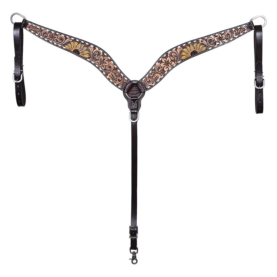 HILASON Western Horse Headstall & Breast Collar American Leather Hand Carving