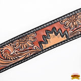 Hilason Horse Floral Hand Painted American Leather Breast Collar Headstall Dark Brown