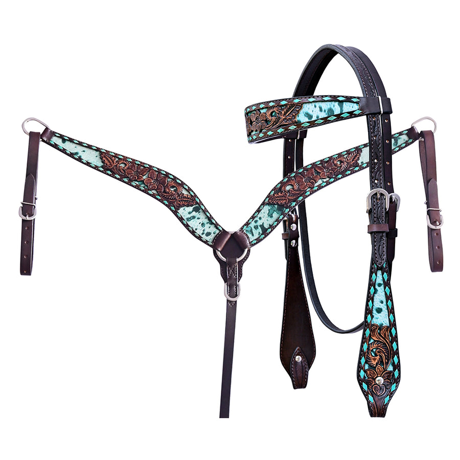 Hilason H. Floral Hand Carved American Leather Breast Collar Headstall by Hilason – Cowboy and equestrian accessories