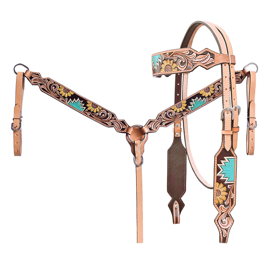 Hilason H. Floral Hand Painted American Leather Breast Collar by Hilason – Cowboy and equestrian accessories