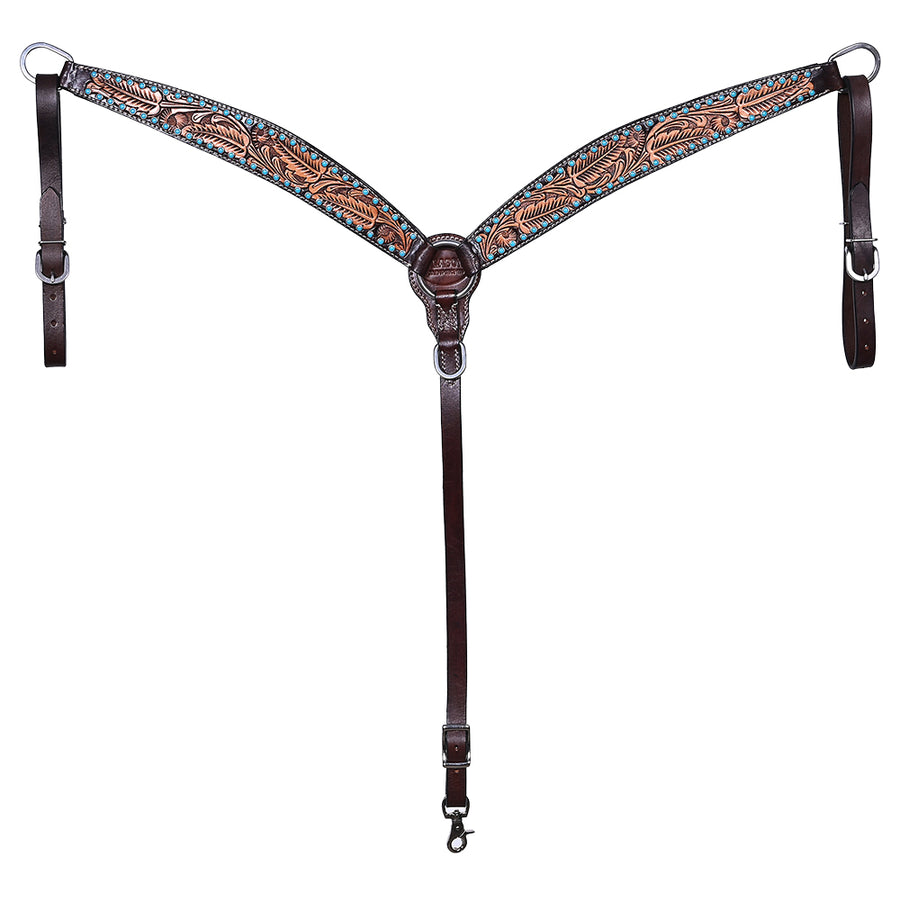 HILASON Western Horse Headstall & Breast Collar American Leather Hand Carving