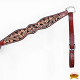 HILASON Western Horse Floral Headstall Breast Collar Set Genuine Leather Brown