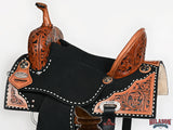 Hilason Western Horse Barrel Flex Tree Trail American Leather Saddle Black Gorgeous Floral Hand Tooled & Carved